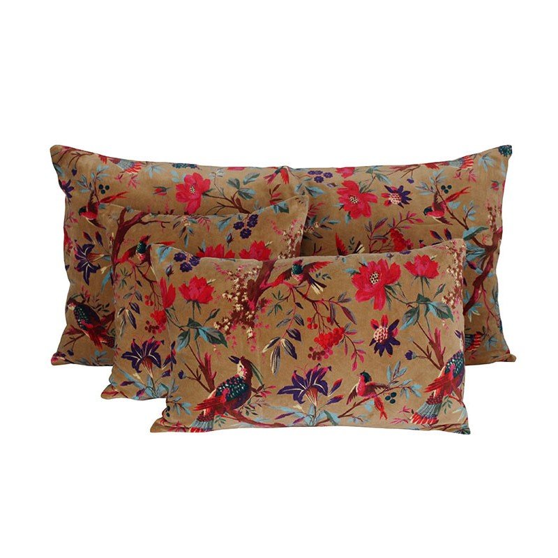 Coussin velours Birdy Tabac